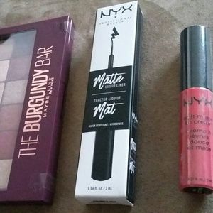 Maybelline Burgundy Bar, NYX matte liner